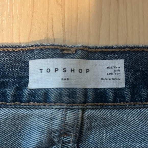 TOPSHOP Mid Rise Ripped Dad Jeans - Blue see description - Picture 8 of 8
